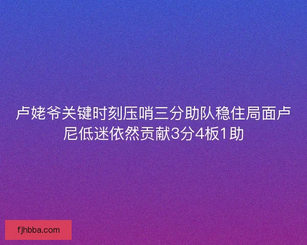 卢姥爷关键时刻压哨三分助队稳住局面卢尼低迷依然贡献3分4板1助
